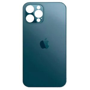 Заднее стекло корпуса iPhone 12 Pro Max с большим вырезом под камеру Pacific Blue