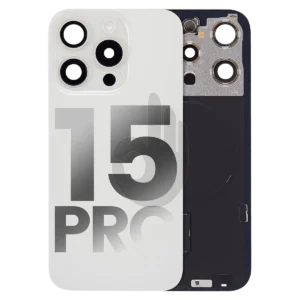 Крышка корпуса iPhone 15 Pro со стеклом камеры и магнитами | White Titanium