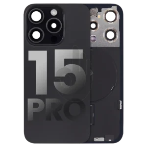 Заднее стекло корпуса iPhone 15 Pro со стеклом камер | Black Titanium