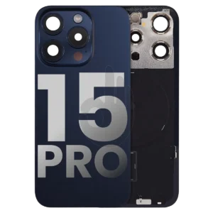 Заднее стекло корпуса iPhone 15 Pro со стеклом камер | Blue Titanium